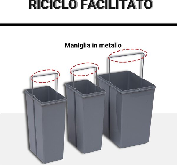 DecHome Pattumiera Sottolavello Estraibile con 3 Contenitori per Raccolta Differenziata Capacit Totale 40L 48x34.2x41.8cm Grigio - 2e851