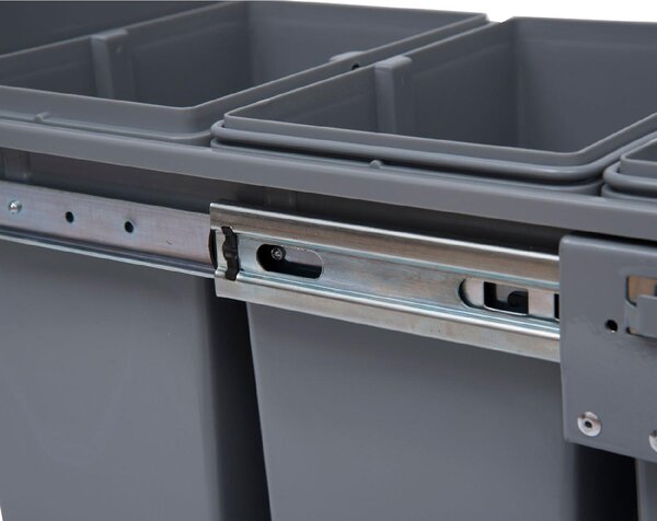 DecHome Pattumiera Sottolavello Estraibile con 3 Contenitori per Raccolta Differenziata Capacit Totale 40L 48x34.2x41.8cm Grigio - 2e851