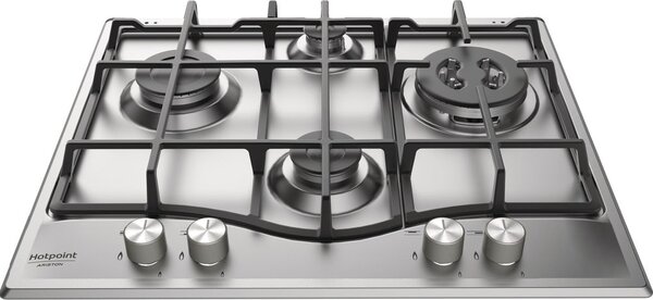 Hotpoint Ariston PCN 641 T/IX/HA Piano Cottura 4 Fuochi a Gas 60 cm Griglie in Ghisa (1 Bruciatore Tripla Corona) colore Inox