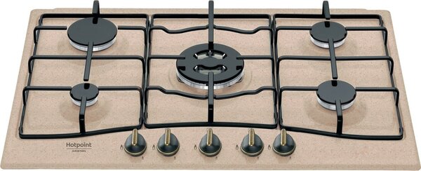 Hotpoint Ariston PCN 750 T (AV) R /HA Piano Cottura 5 Fuochi a Gas 75 cm (1 Bruciatore Wok) colore Avena