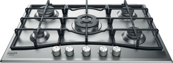 Hotpoint Ariston PCN 751 T/IX/HA Piano Cottura 5 Fuochi a Gas 75 cm (1 Bruciatore Tripla Corona) colore Inox