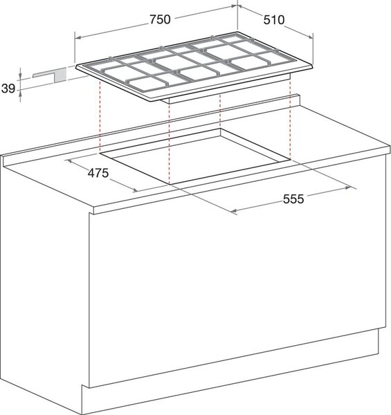 Hotpoint Ariston PCN 752 T/IX/HA Piano Cottura 5 Fuochi a Gas 75 cm (1 Bruciatore Tripla Corona) colore Inox