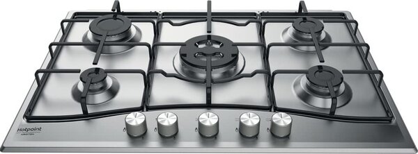 Hotpoint Ariston PCN 752 T/IX/HA Piano Cottura 5 Fuochi a Gas 75 cm (1 Bruciatore Tripla Corona) colore Inox
