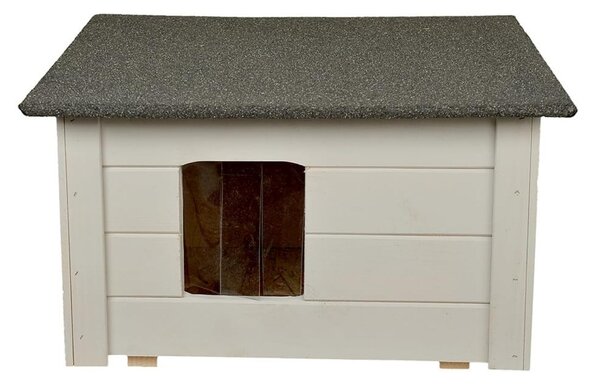 Casetta per gatti da esterno in legno - Casetta per gatti isolata per giardino o patio - Casetta per animali da esterno, 54 x 39 x 34 cm (frassino, casetta per gatti)