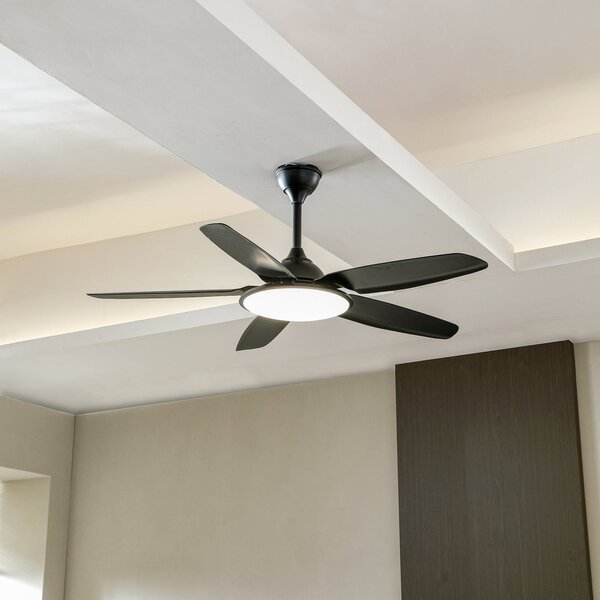 Ventilatore da soffitto LED Divian, nero, CC, silenzioso, CCT - Lucande Lucande, Divian, Nero, Soggiorno, Metallo, Moderno