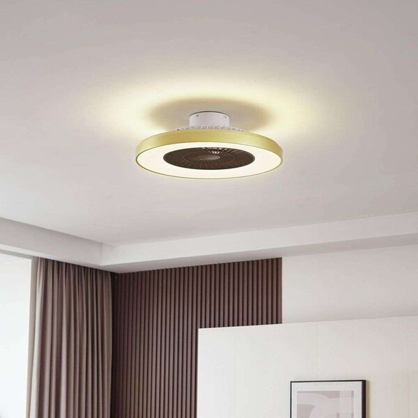 Lindby - Teleo LED Ventilatore a soffitto Ottone Lindby