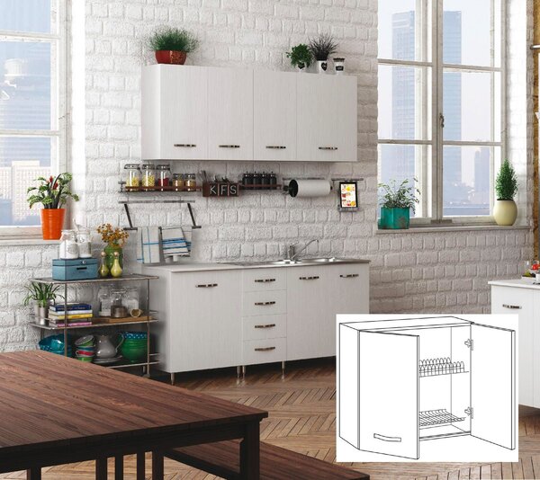AZUR LINE Pensile Mobile Scolapiatti 2 Ante 80x30x72h cm colore Bianco - BFC80KIT