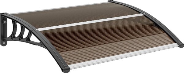VivaGarden Pensilina da Esterno Impermeabile e Anti-UV in PC, PP e Alluminio Tettoia per Esterno 75x100x23 cm colore Marrone e Nero