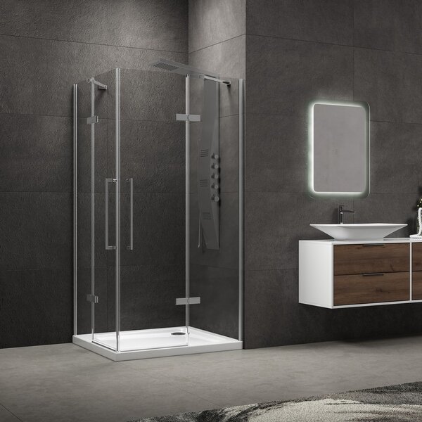 Kamalu box doccia 70x70 acciaio spazzolato doppio battente | kt1000as