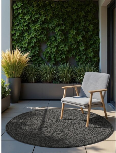 Tappeto da interno/esterno rotondo bianco e nero ø 160 cm Duet Kona – NORTHRUGS