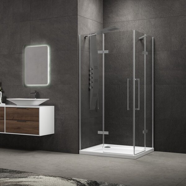 Kamalu box doccia 70x70 acciaio spazzolato doppio battente | kt1000as
