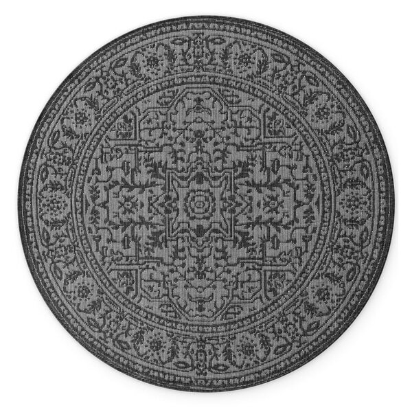 Tappeto da interno/esterno rotondo bianco e nero ø 160 cm Duet Kona – NORTHRUGS
