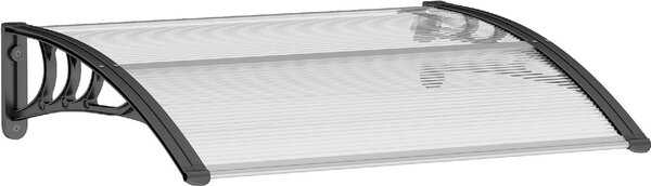 VivaGarden Pensilina da Esterno Impermeabile e Anti-UV in PC, PP e Alluminio Tettoia per Esterno 75x100x23 cm colore Trasparente e Nero