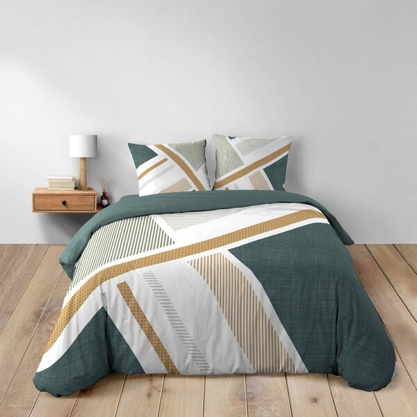 Set copripiumino e federa bianco in cotone per letto matrimoniale ed esteso 240x220 cm Zephyr – douceur d'intérieur