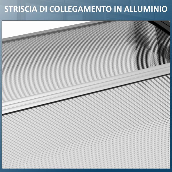 VivaGarden Pensilina da Esterno in Policarbonato Alluminio e PP Tettoia per Esterno 122x89x24 cm colore Trasparente