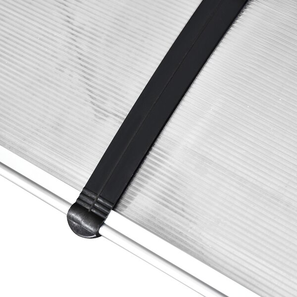 VivaGarden Pensilina da Esterno in Policarbonato Alluminio e PP Tettoia per Esterno 122x89x24 cm colore Trasparente