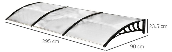VivaGarden Pensilina da Esterno in Policarbonato Alluminio e PP Tettoia per Esterno 122x89x24 cm colore Trasparente