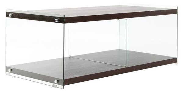 Padiro - Mobile TV - 120 x 60 x 45 cm - Marrone scuro - MDF e vetro temperato - Con spazio contenitivo
