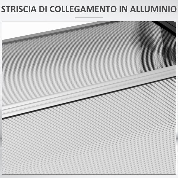 VivaGarden Pensilina da Esterno in Policarbonato Alluminio e PP Tettoia per Esterno 110x60x18 cm colore Trasparente