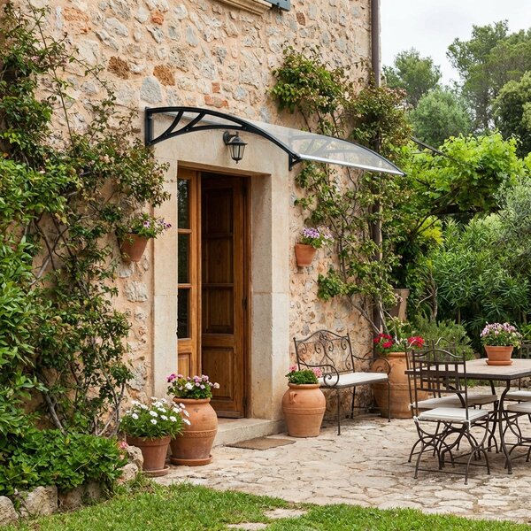 NBrand Pensilina da Esterno in Metacrilato con Supporto in Resina Tettoia per Esterno 120x80 cm colore Nero