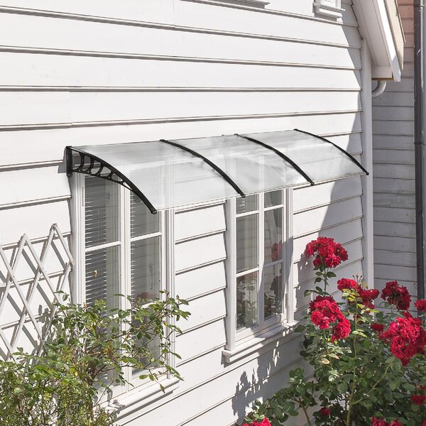 VivaGarden Pensilina da Esterno in Policarbonato Alluminio e PP Tettoia per Esterno 122x89x24 cm colore Trasparente