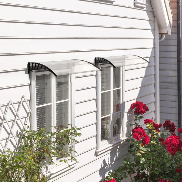 VivaGarden Pensilina da Esterno in Policarbonato Alluminio e PP Tettoia per Esterno 122x89x24 cm colore Trasparente