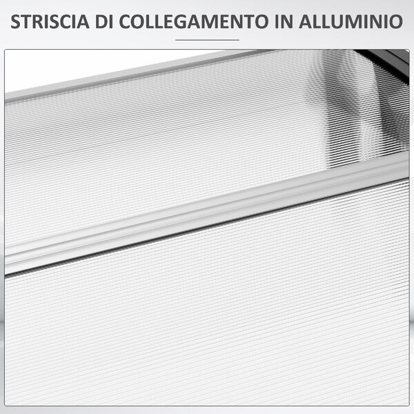 VivaGarden Pensilina da Esterno in Policarbonato Alluminio e PP Tettoia per Esterno 122x89x24 cm colore Trasparente
