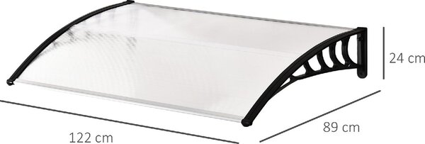 VivaGarden Pensilina da Esterno in Policarbonato Alluminio e PP Tettoia per Esterno 122x89x24 cm colore Trasparente