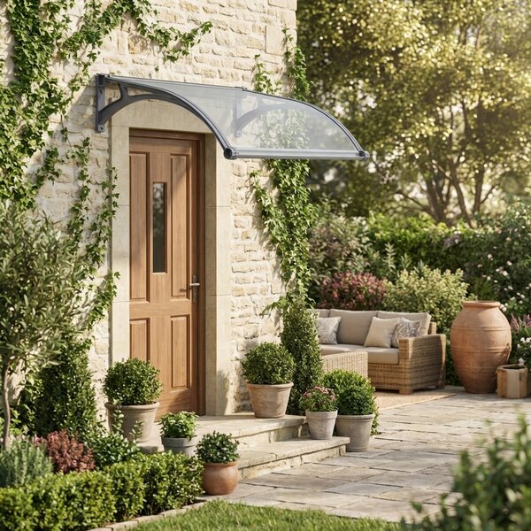 VivaGarden Pensilina da Esterno in Policarbonato e ABS Tettoia per Esterno 100x120 cm con Led colore Opaca - Rainbow