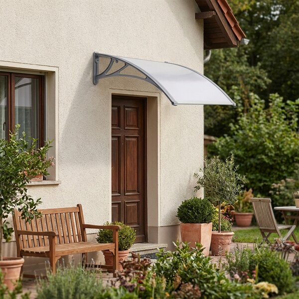 VivaGarden Pensilina da Esterno in Policarbonato e ABS Tettoia per Esterno 100x120 cm colore Alverolare Opaco - Salta