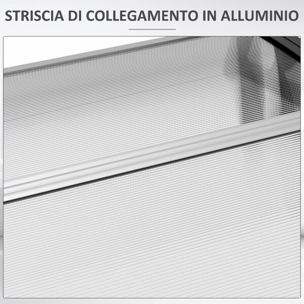 VivaGarden Pensilina da Esterno in Policarbonato e Alluminio Tettoia per Esterno 200x100x26cm colore Trasparente