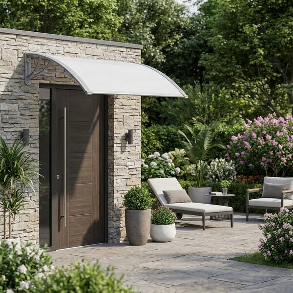 VivaGarden Pensilina da Esterno in Policarbonato e ABS Tettoia per Esterno 80x120 cm colore Alverolare Opaco - Salta