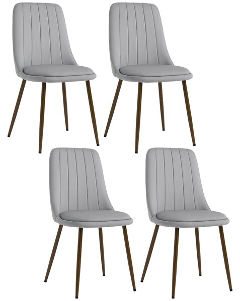 HOMCOM Sedie da Cucina Imbottite, Set 4 Pezzi in Poliestere e Acciaio, 47x55x86 cm, Grigio|Aosom