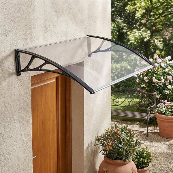 VivaGarden Pensilina da Esterno in Policarbonato e ABS Tettoia per Esterno 80x120 cm colore Trasparente - Salta