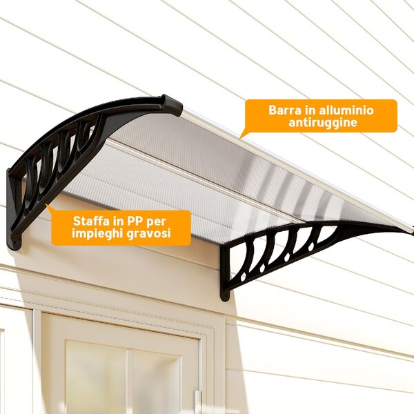 VivaGarden Pensilina da Esterno in Policarbonato per Porte e Finestre 103x96.5x27 cm colore Trasparente