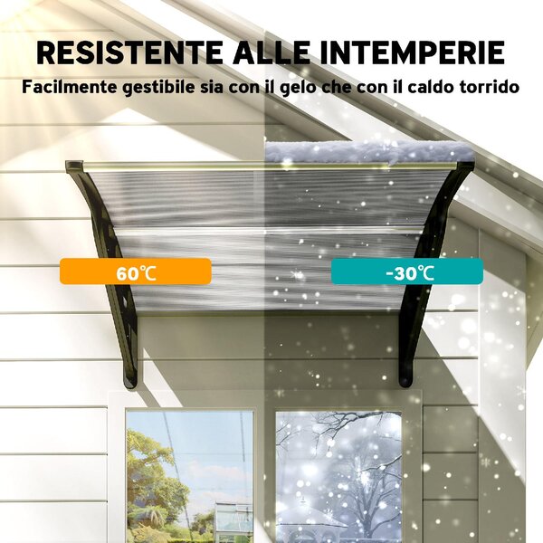 VivaGarden Pensilina da Esterno in Policarbonato per Porte e Finestre 103x96.5x27 cm colore Trasparente