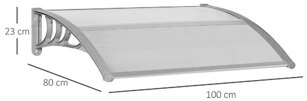 VivaGarden Pensilina da Esterno in Policarbonato Tettoia per Esterno 100x80 cm colore Argento