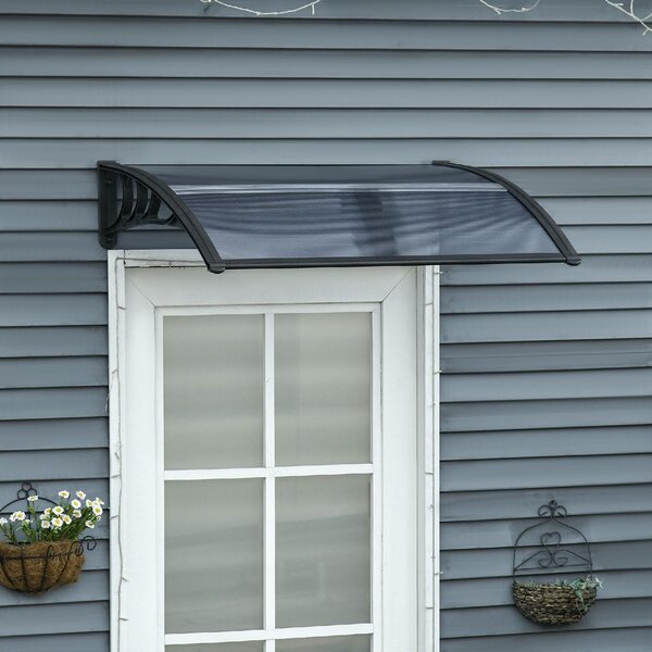 VivaGarden Pensilina da Esterno in Policarbonato Tettoia per Esterno 100x80 cm colore Nero
