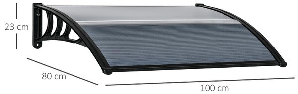 VivaGarden Pensilina da Esterno in Policarbonato Tettoia per Esterno 100x80 cm colore Nero