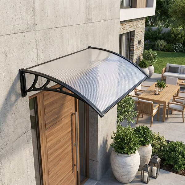 Kasart Pensilina da Esterno in Policarbonato Tettoia per Esterno 100x120 cm colore Trasparente