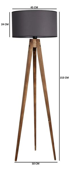 Lampada da terra grigio scuro/di colore naturale con paralume in tessuto (altezza totale 153 cm) Tripod – Opviq lights