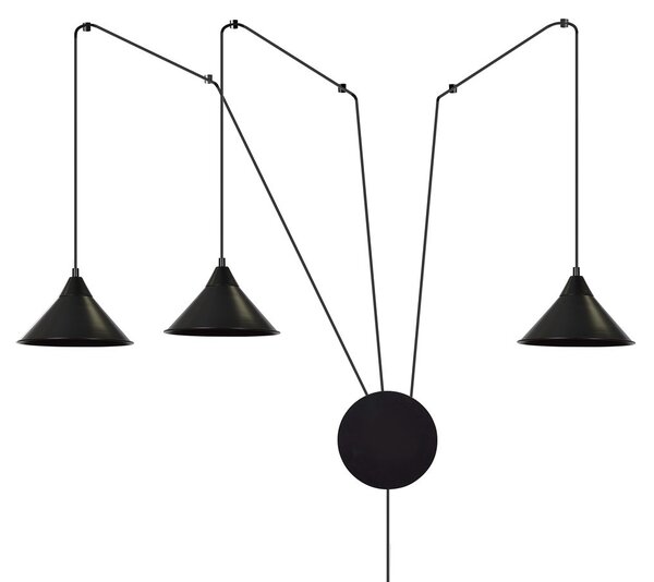 Lampada a sospensione 3xE27 ABRAMO 3 Nera
