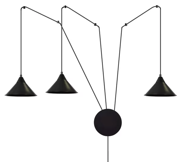 Lampada a sospensione 3xE27 ABRAMO 3 Nera