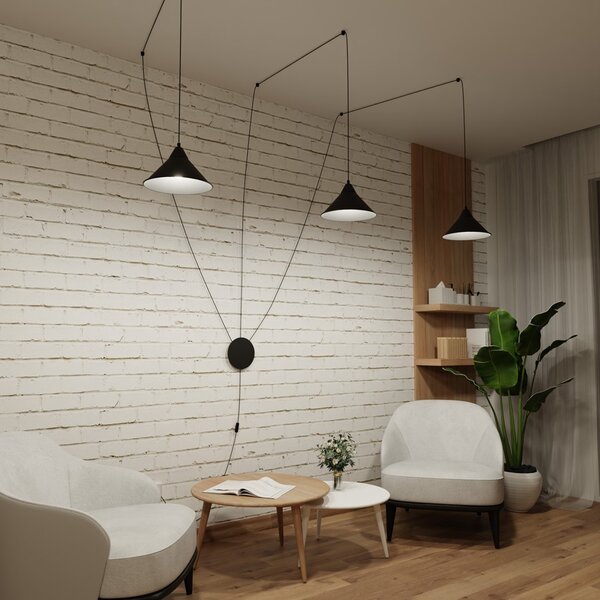 Lampada a sospensione 3xE27 ABRAMO 3 Nera