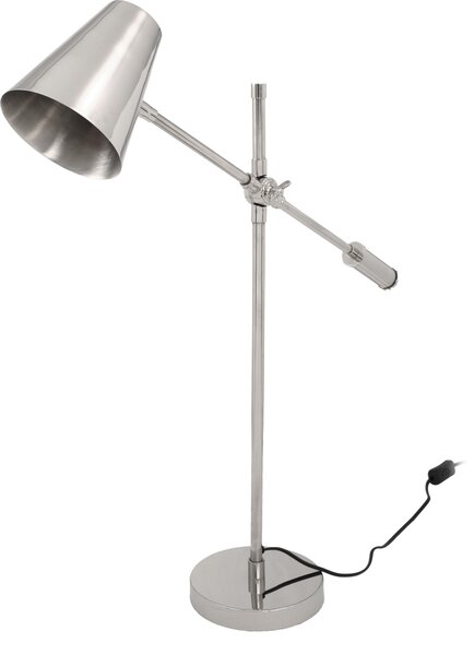 Lampada da tavolo Padiro, 68 x 18 x 74 cm, color argento, in acciaio, con contrappeso