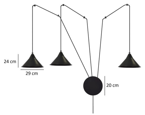 Lampada a sospensione 3xE27 ABRAMO 3 Nera