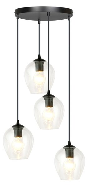 Lampadario a Sospensione ISTAR 4 PREMIUM 4xE27 in Acciaio e Vetro