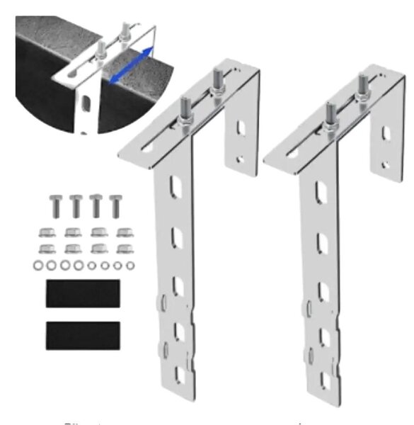 Ganci per pannelli solari, in acciaio inossidabile 304, lunghezza 26 cm, larghezza regolabile da 6 cm a 18 cm, adatti per ringhiere di balcone, installazione semplice