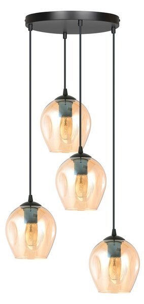 Lampadario a Sospensione ISTAR 4 PREMIUM 4xE27 in Acciaio e Vetro