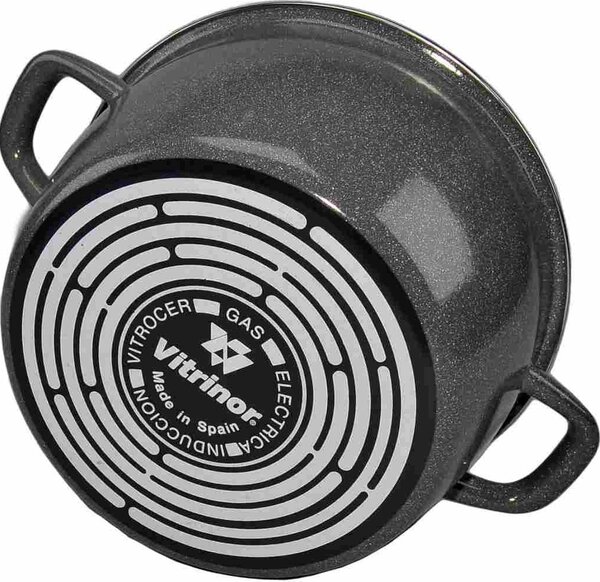 Vitrinor Pentola a Induzione Casseruola 2 Manici cm 24 Acciaio Vetrificato